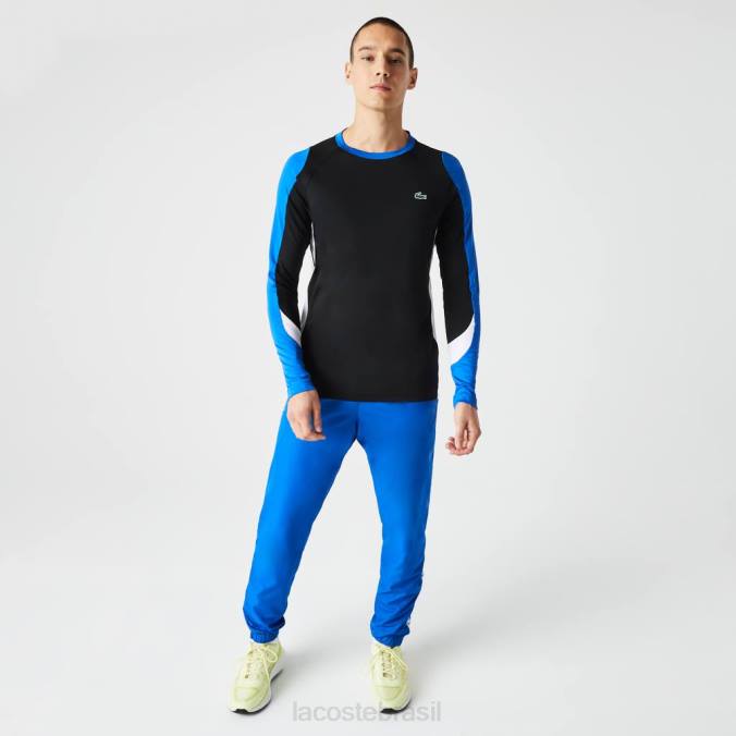 Lacoste homens camiseta esportiva de tênis preto/azul/branco P2PX753 roupas