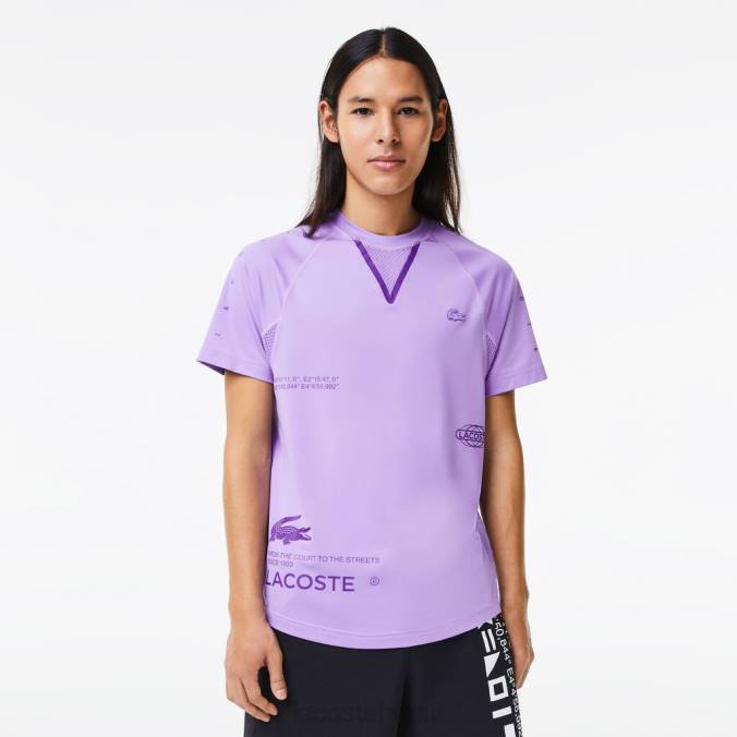 Lacoste homens camiseta esportiva em jersey stretch roxo P2PX827 roupas