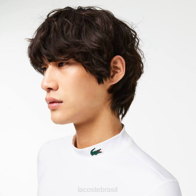 Lacoste homens camiseta esportiva justa de manga comprida branco P2PX245 roupas