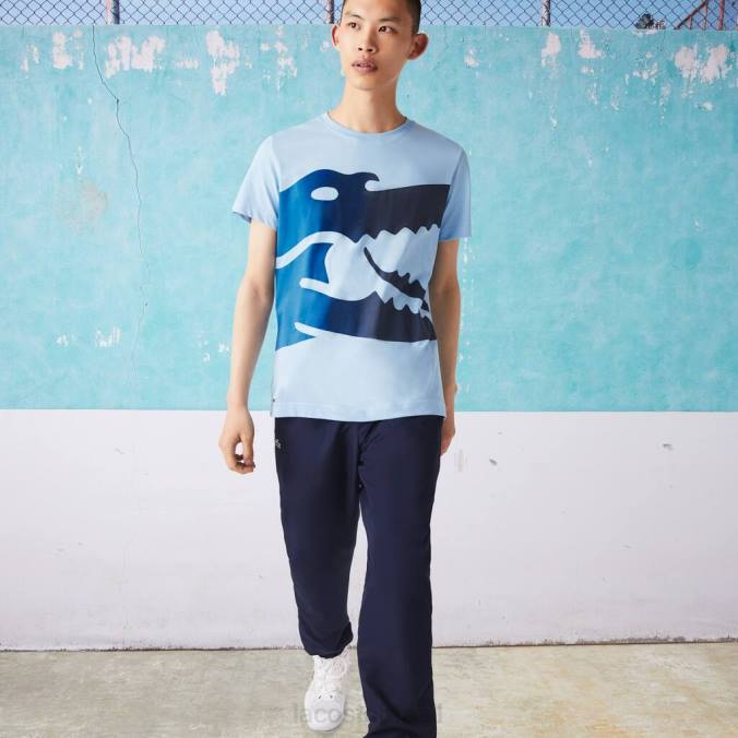 Lacoste homens camiseta esportiva novak djokovic croco algodão orgânico azul P2PX872 roupas