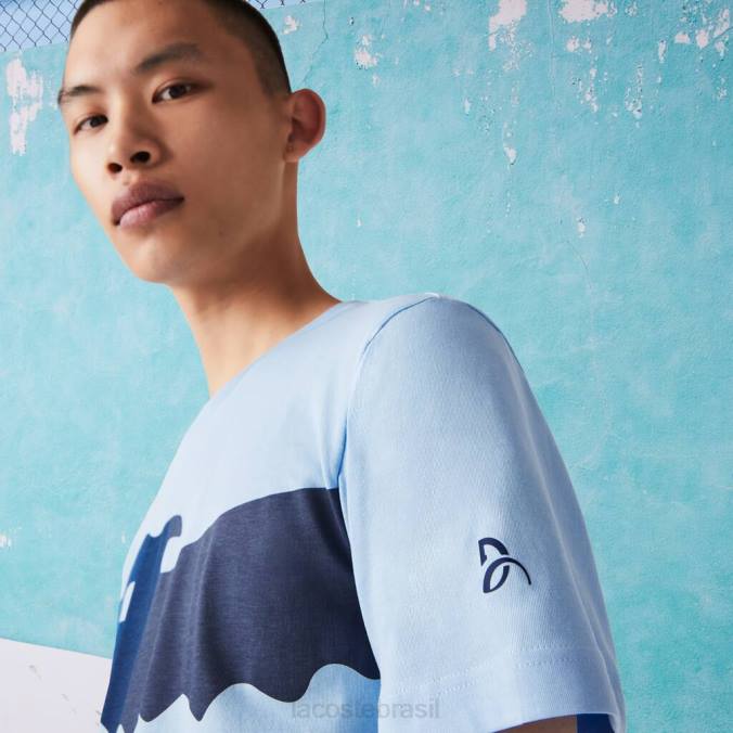 Lacoste homens camiseta esportiva novak djokovic croco algodão orgânico azul P2PX872 roupas