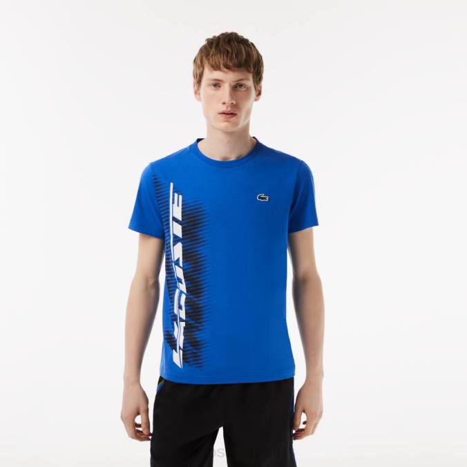 Lacoste homens camiseta esportiva regular fit com marca contrastante azul P2PX93 roupas