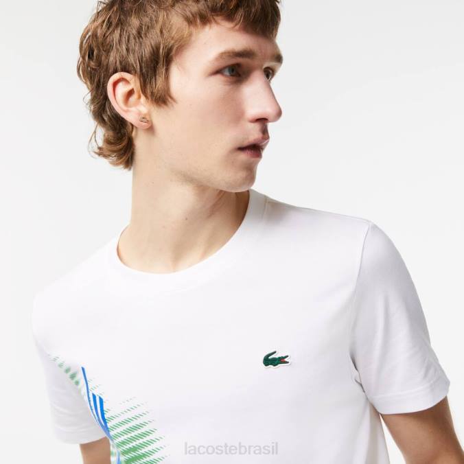Lacoste homens camiseta esportiva regular fit com marca contrastante branco P2PX91 roupas