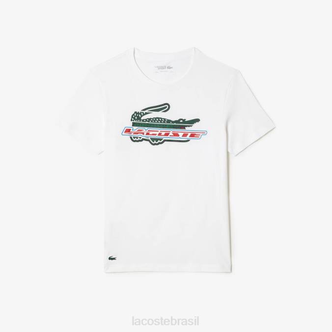 Lacoste homens camiseta esportiva regular fit de algodão orgânico branco P2PX141 roupas
