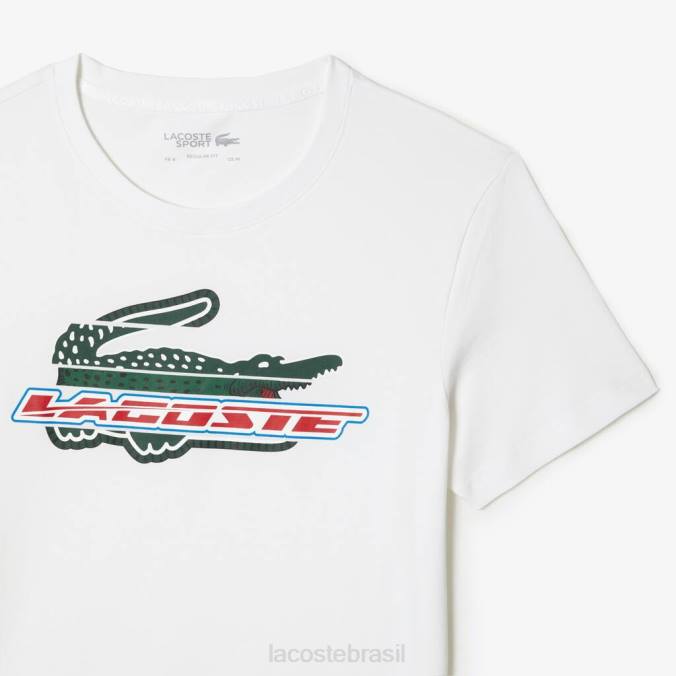 Lacoste homens camiseta esportiva regular fit de algodão orgânico branco P2PX141 roupas