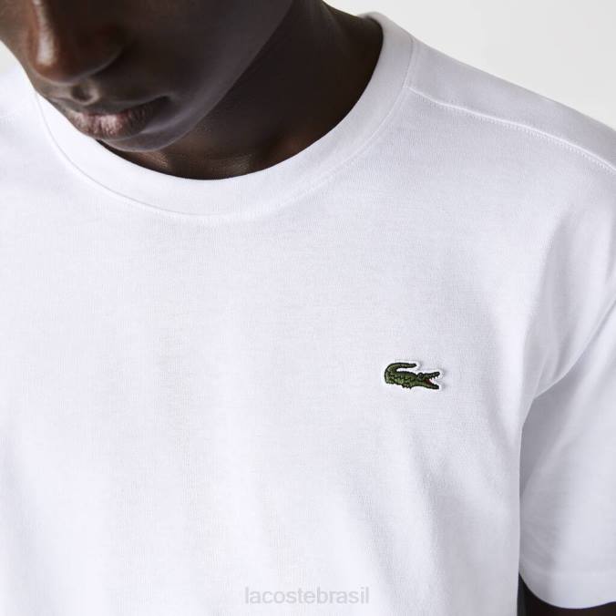 Lacoste homens camiseta esportiva respirável branco P2PX51 roupas