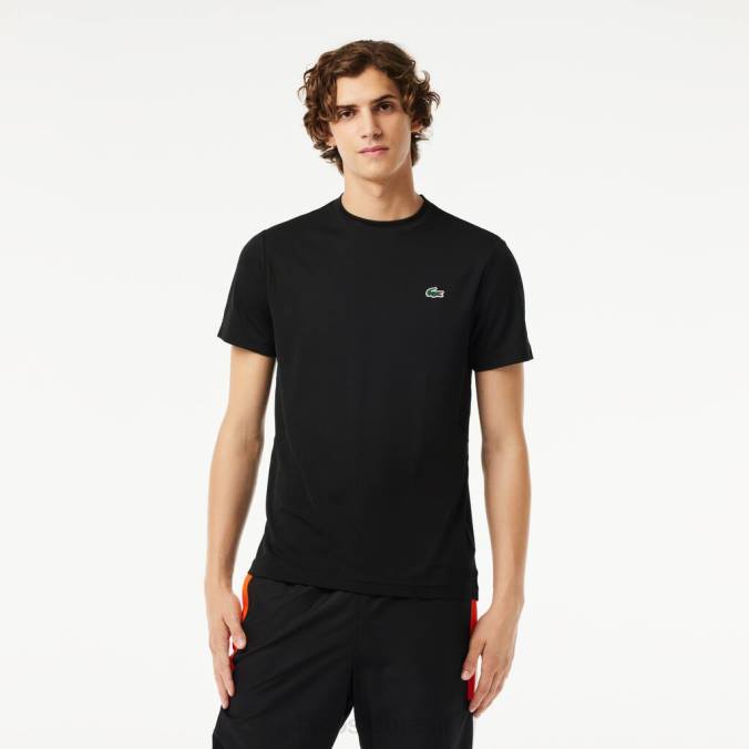 Lacoste homens camiseta esportiva respirável em piquê preto P2PX672 roupas