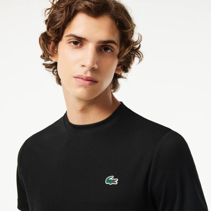 Lacoste homens camiseta esportiva respirável em piquê preto P2PX672 roupas