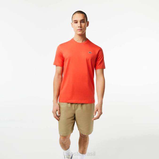 Lacoste homens camiseta esportiva respirável laranja P2PX83 roupas
