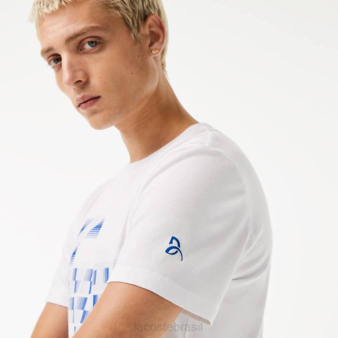 Lacoste homens camiseta estampada sport x novak djokovic branco P2PX603 roupas