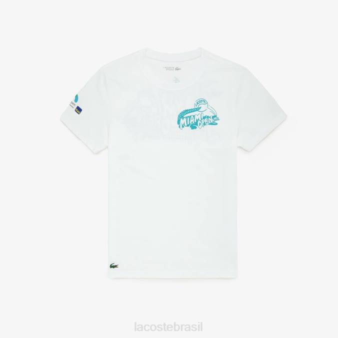 Lacoste homens camiseta gráfica aberta miami branco P2PX933 roupas