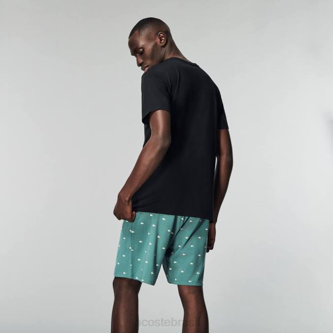 Lacoste homens camiseta lounge de algodão com decote em V, pacote com 3 preto P2PX1336 roupas