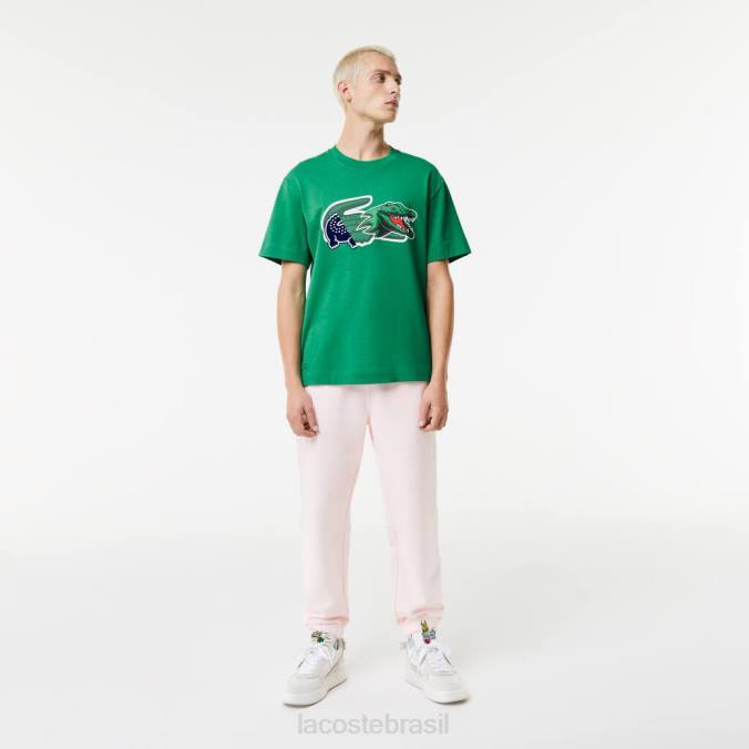 Lacoste homens camiseta oversized de crocodilo com corte descontraído verde P2PX616 roupas
