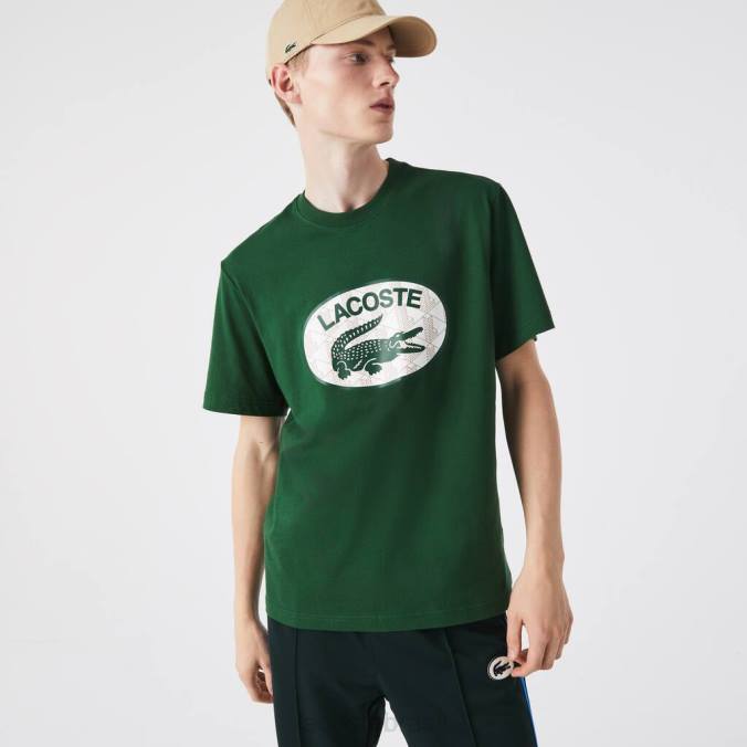 Lacoste homens camiseta regular fit com estampa de monograma da marca verde P2PX577 roupas