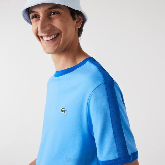 Lacoste homens camiseta regular fit com gola contrastante azul P2PX856 roupas