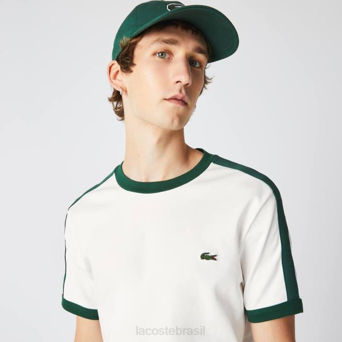 Lacoste homens camiseta regular fit com gola contrastante branco P2PX855 roupas