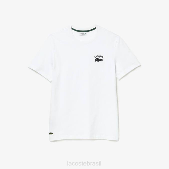 Lacoste homens camiseta regular fit em jersey de algodão branco P2PX103 roupas
