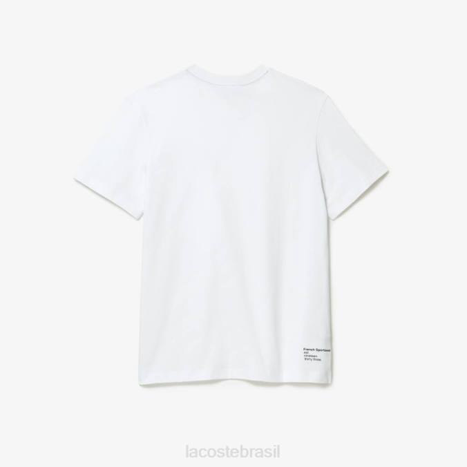 Lacoste homens camiseta regular fit em jersey de algodão branco P2PX103 roupas