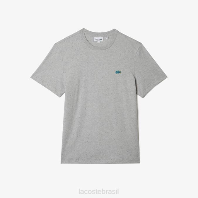 Lacoste homens camiseta regular fit em jersey de algodão com estampa manchada chino cinza P2PX748 roupas