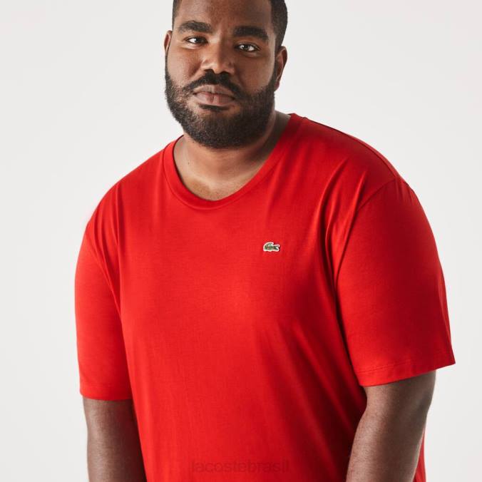 Lacoste homens camiseta regular fit em jersey de algodão pima vermelho P2PX729 roupas