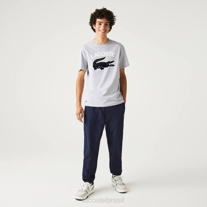 Lacoste homens camiseta regular fit xl com estampa de crocodilo chino cinza P2PX572 roupas
