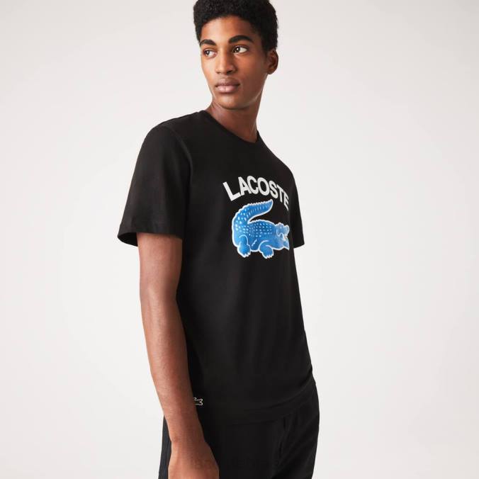 Lacoste homens camiseta regular fit xl com estampa de crocodilo preto P2PX569 roupas