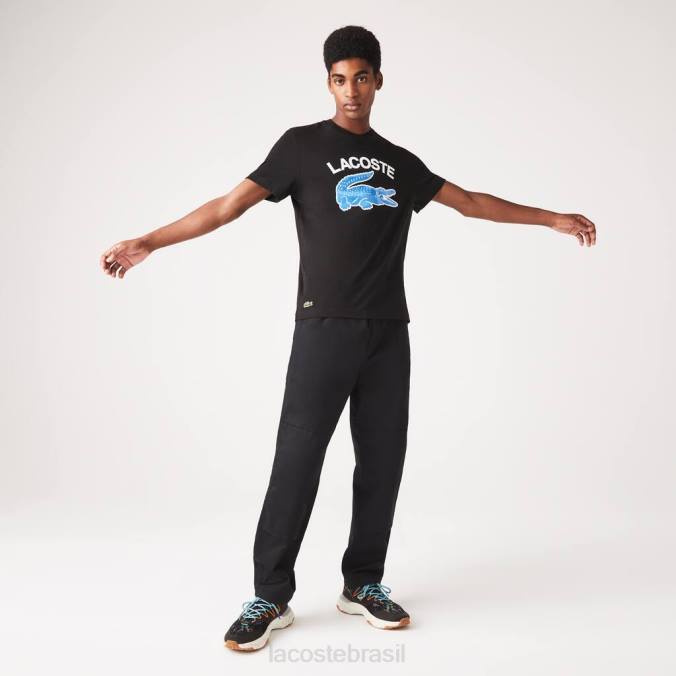 Lacoste homens camiseta regular fit xl com estampa de crocodilo preto P2PX569 roupas