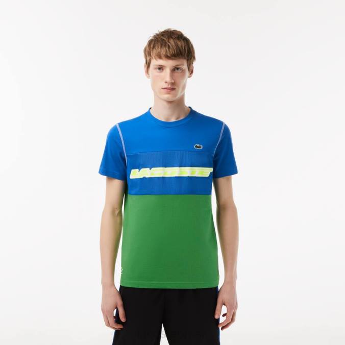 Lacoste homens camiseta tênis x daniil medvedev azul/verde/branco/amarelo P2PX25 roupas
