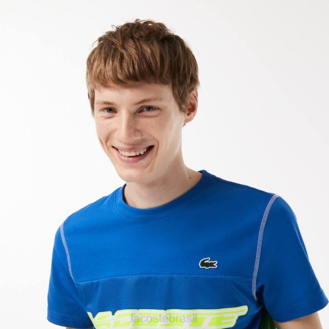 Lacoste homens camiseta tênis x daniil medvedev azul/verde/branco/amarelo P2PX25 roupas