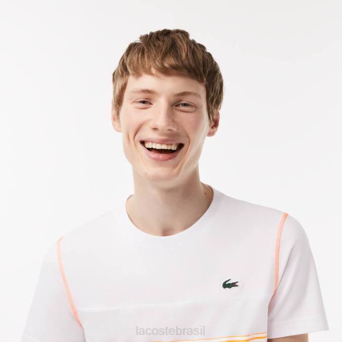 Lacoste homens camiseta tênis x daniil medvedev branco/azul/laranja P2PX26 roupas
