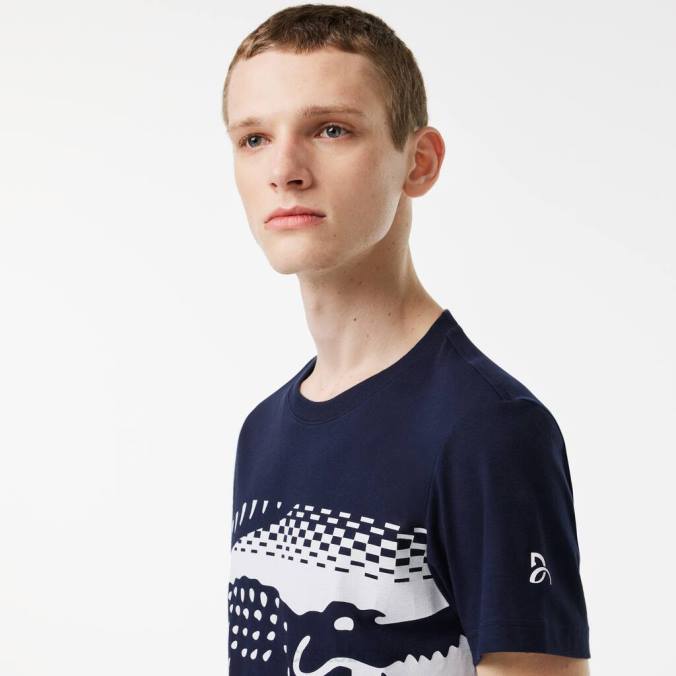 Lacoste homens camiseta tênis x novak djokovic azul-marinho P2PX153 roupas