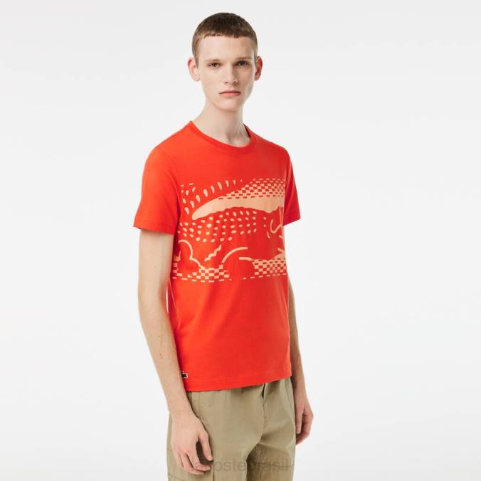Lacoste homens camiseta tênis x novak djokovic laranja P2PX154 roupas