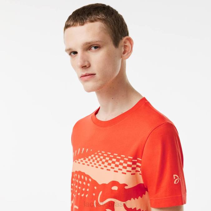 Lacoste homens camiseta tênis x novak djokovic laranja P2PX154 roupas