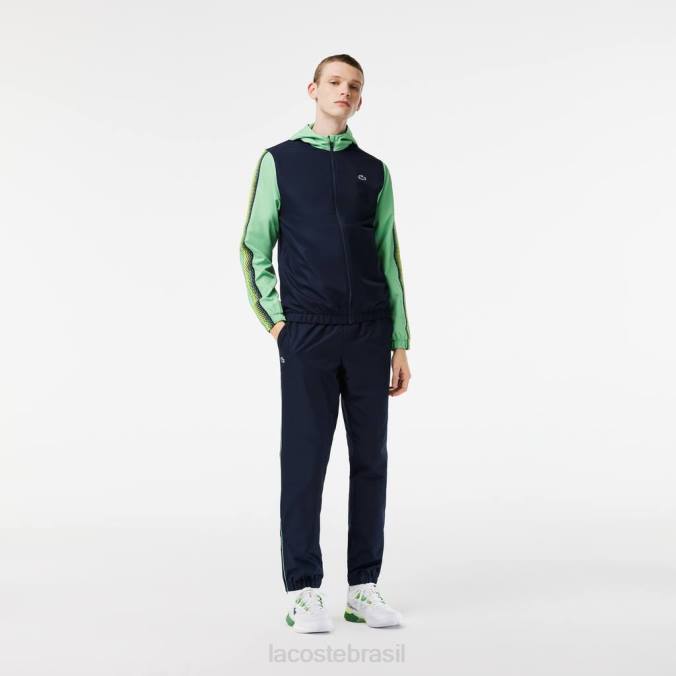 Lacoste homens conjunto jogger regular fit de tênis azul marinho/verde/azul marinho/verde P2PX343 roupas