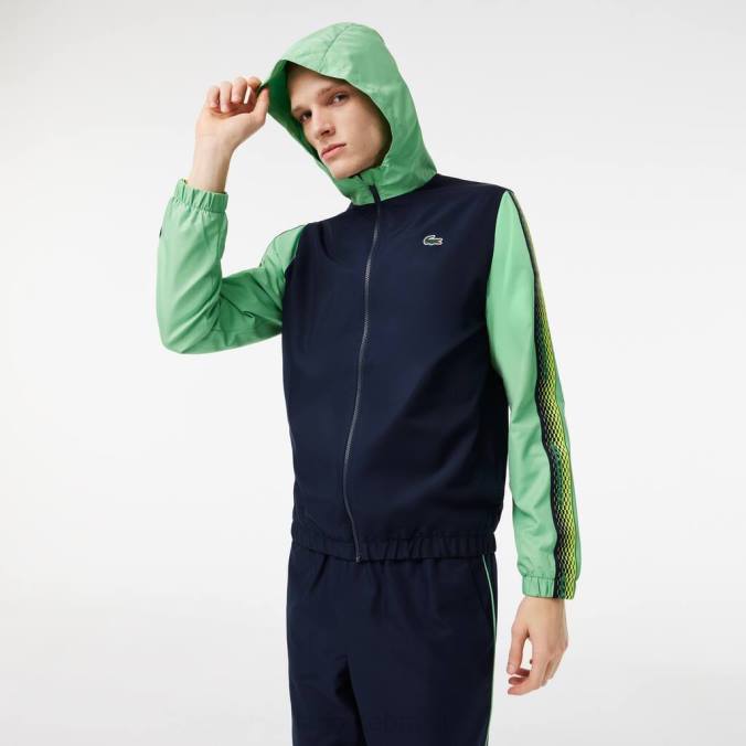 Lacoste homens conjunto jogger regular fit de tênis azul marinho/verde/azul marinho/verde P2PX343 roupas