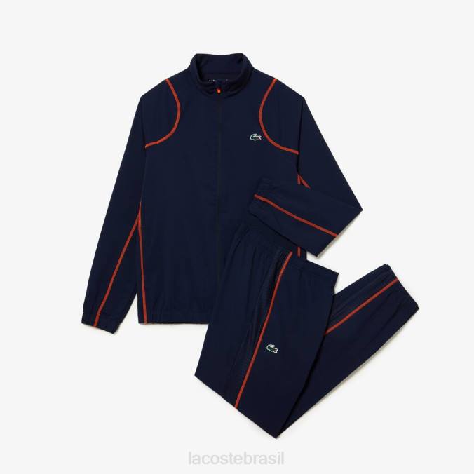 Lacoste homens conjunto jogger tênis gola alta azul marinho/laranja P2PX29 roupas