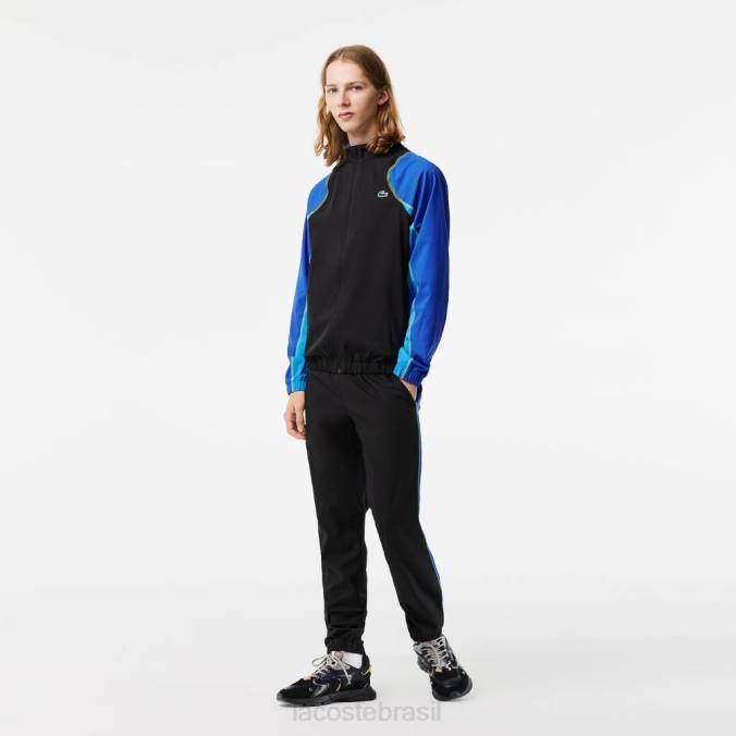 Lacoste homens conjunto jogger tênis gola alta preto/azul/amarelo P2PX28 roupas