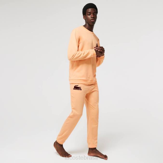 Lacoste homens joggers de lã de algodão laranja claro/bordô P2PX1478 roupas