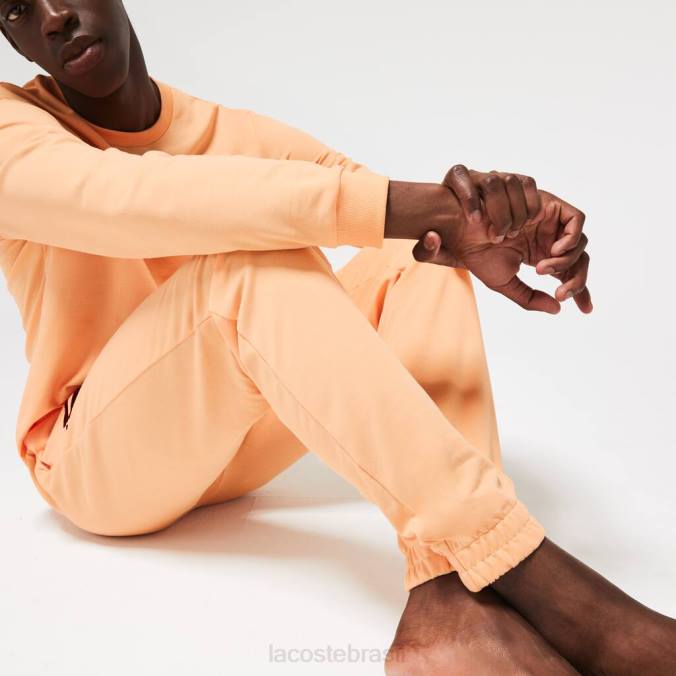 Lacoste homens joggers de lã de algodão laranja claro/bordô P2PX1478 roupas