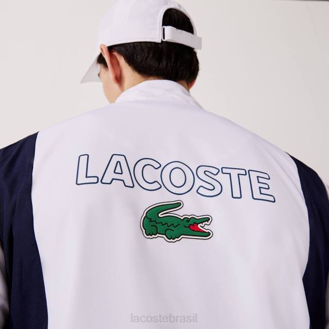 Lacoste homens agasalho esportivo colorblock de marca branco/azul marinho/laranja P2PX1156 roupas