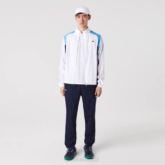 Lacoste homens agasalho esportivo de tênis colorido branco/azul/azul marinho/roxo P2PX996 roupas