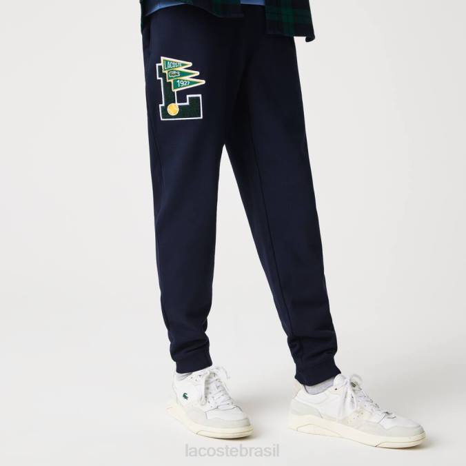 Lacoste homens calça de treino de lã com emblema l galhardetes azul-marinho P2PX1168 roupas