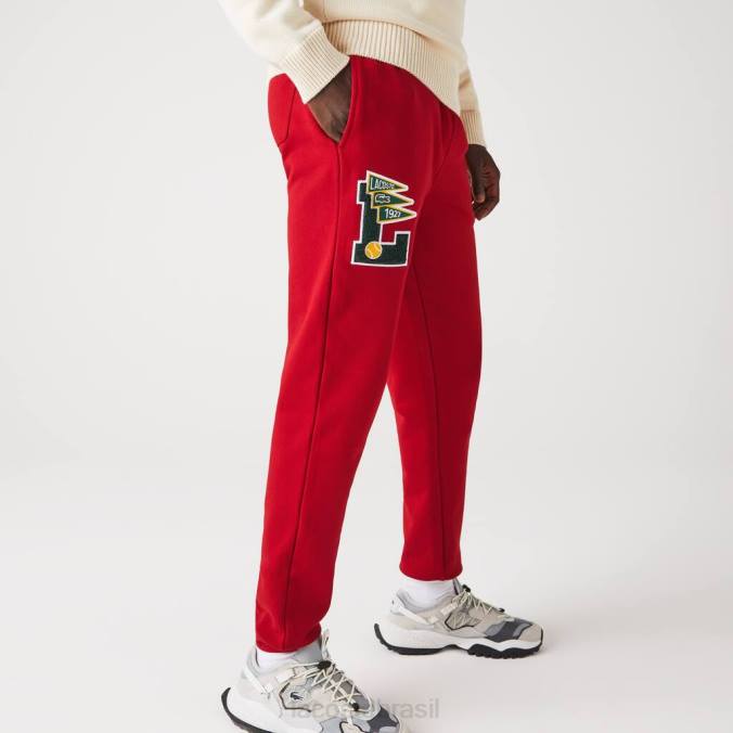Lacoste homens calça de treino de lã com emblema l galhardetes vermelho P2PX1170 roupas