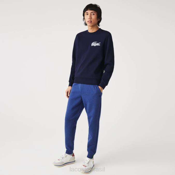 Lacoste homens calça de treino slim fit com mistura de algodão mesclado chinelo azul P2PX1140 roupas