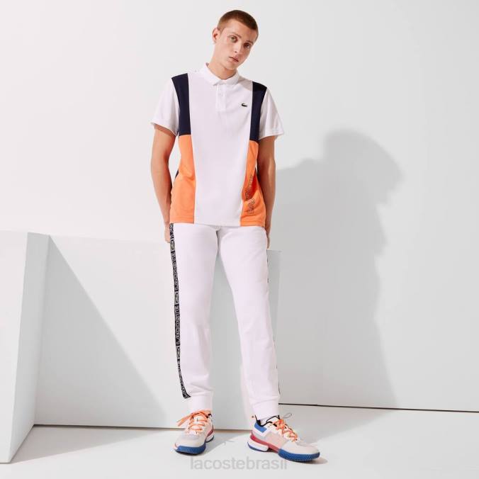 Lacoste homens calças de treino com faixas de marca esportiva branco/laranja/azul marinho P2PX1120 roupas
