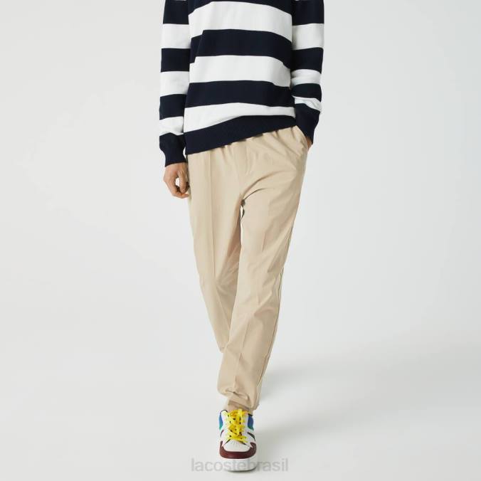 Lacoste homens calças de treino resistentes à água bege P2PX1118 roupas