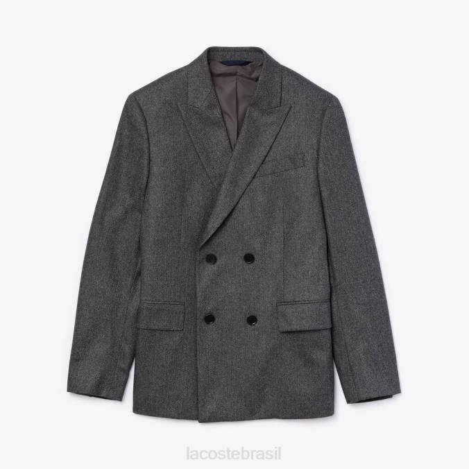 Lacoste homens blazer trespassado chevron de lã virgem e caxemira cinza/china cinza P2PX1320 roupas