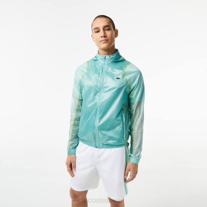 Lacoste homens blusão esportivo impermeável com capuz hortelã P2PX1 roupas