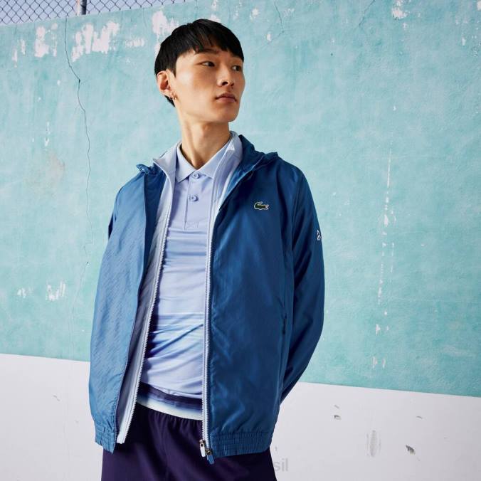 Lacoste homens blusão repelente de água sport novak djokovic Branco azulado P2PX1298 roupas