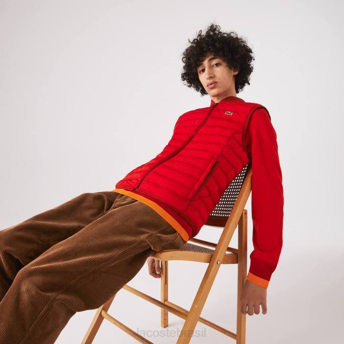 Lacoste homens casaco leve dobrável e resistente à água vermelho P2PX1288 roupas